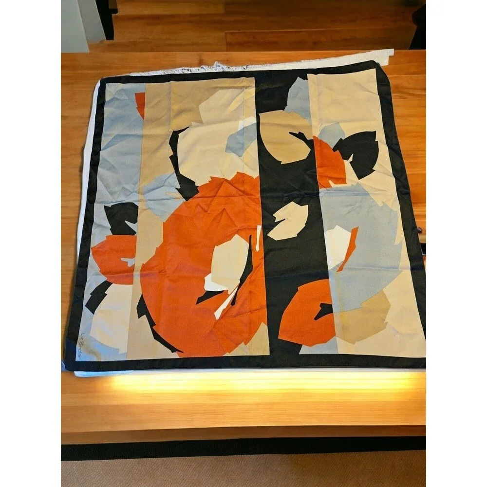 Liz Sinclair Rayon Scarf Red Poppy Square Vibrant Colors Abstract Colorblock